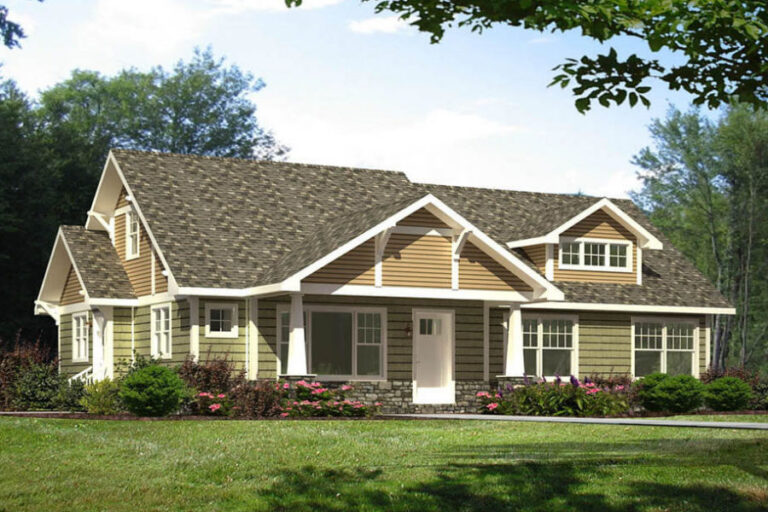 The Saranac craftsman-style modular ranch home